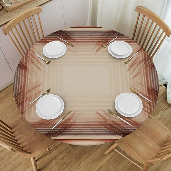 HAOXIT Buffalo Plaid Tablecloth White Blue Checkered Round Tablecloth Tablecloth with Flannel Backing Party Table Cloth Waterproof Tablecloth 38-42