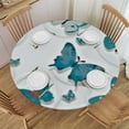 thumbnail image 1 of HAOXIT Butterfly Table Cloth Round Table Waterproof Tablecloth Washable Party Table Cover for Celebration Holiday Camping Picnic Fall Decorations for Home Green 46-50, 1 of 8