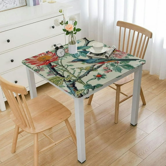 HAOXIT CPC Tablecloth Block Print Rectangle Table Cover, Table Cloth for Weddings, Mothers Day, Outdoor BBQ- Emerald Green white