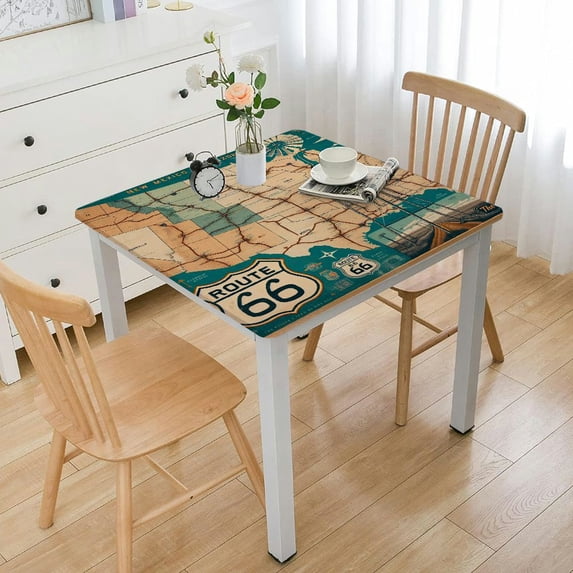 HAOXIT Car Table Cloths Rectangle Star Flag Tree Vintage Plant Map Botanical Striped Tablecloths Decoration Inch Polyester for Outdoor Indoor Home Party Picnic White