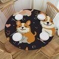 thumbnail image 1 of HAOXIT Cartoon Cute Corgi Dog Butt Round Fitted Tablecloth with Elastic Protector Table Cloth Kitchen Dinner Waterproof Oil-Proof Table Covers 54-58, 1 of 8