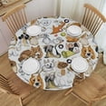 thumbnail image 1 of HAOXIT  Cartoon Dogs Footprints Round Tablecloth ,Stain Resistant Washable Polyester Table Cloth with White, Non Slip Decorative Table Cover for Restaurant Dining Table Camping 46-50, 1 of 8