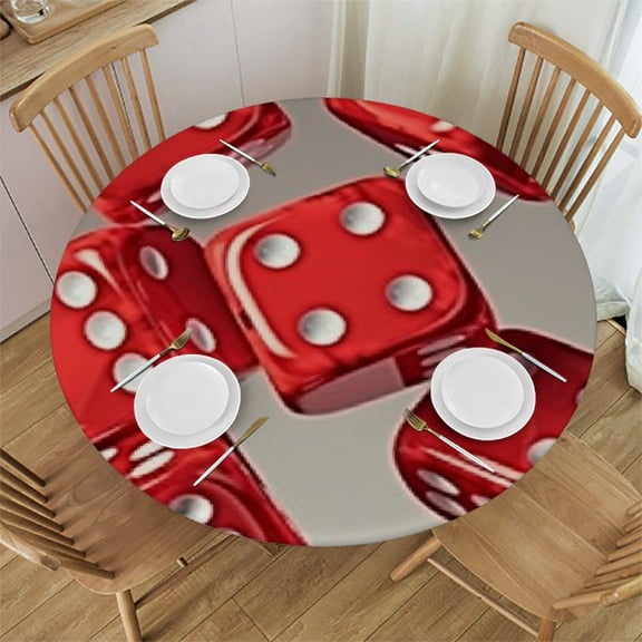 HAOXIT Casino Tablecloth, Vivid Player Parties Advertise Artwork, Round Table Cover for Dining Room Kitchen Decor 42-46