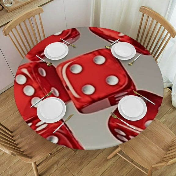 HAOXIT Casino Tablecloth, Vivid Player Parties Advertise Artwork, Round Table Cover for Dining Room Kitchen Decor 46-50