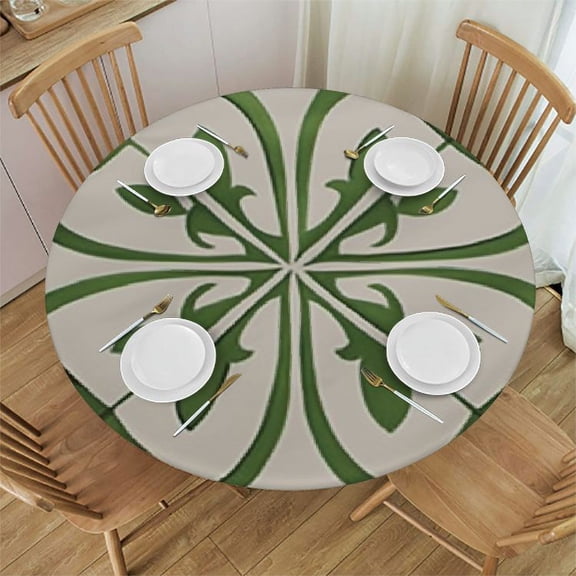 HAOXIT Celtic Tablecloth, Nostalgic Celtic Square Shape Frame Print with a Flower in The Centre, Round Table Cover for Dining Room Kitchen Decor