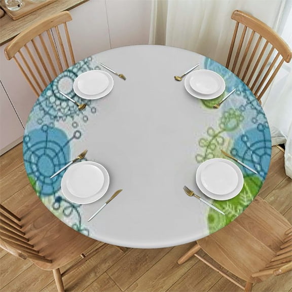 HAOXIT Celtic Tablecloth, Nostalgic Celtic Square Shape Frame Print with a Flower in The Centre, Round Table Cover for Dining Room Kitchen Decor