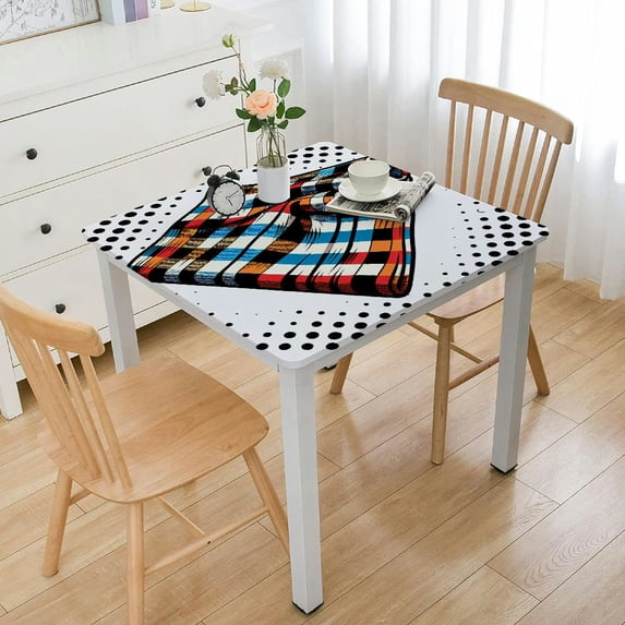 HAOXIT Checkered Square Tablecloth- Waterproof Stain and Wrinkle Resistant Washable Fabric Table Cloth for Dining Room Party Outdoor Picnic, Black and White 46*46