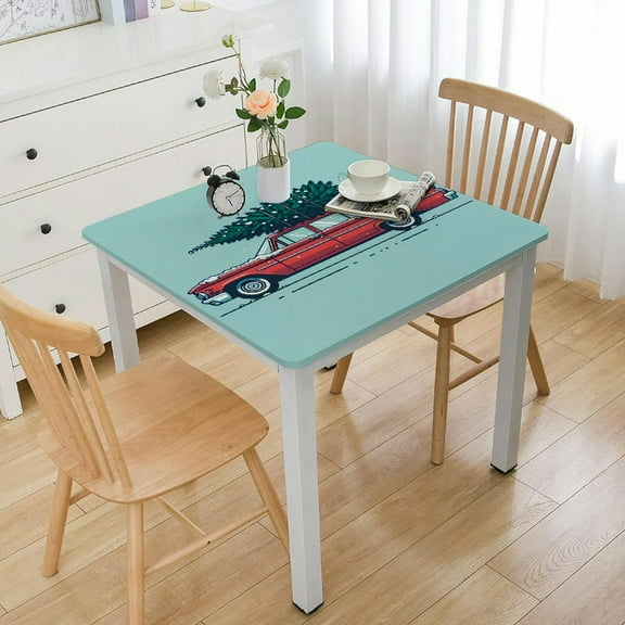HAOXIT Christmas , Elastic Fitted Table Covers for square Tables, s for , Camping, , , Retro Truck Car with Red Lattice White
