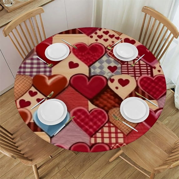 HAOXIT Christmas Flower Round Tablecloth Washable Reusable Decoration Table Cover for Kitchen Party 31-35