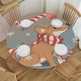 thumbnail image 1 of HAOXIT Christmas Hedgehogs Gift Table Cloth Round Reusable Tablecloth  Waterproof Outdoor Tablecloth Table Cover for Kitchen Party Picnic Dining Decor 46-50, 1 of 8
