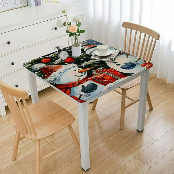 HAOXIT Christmas Rectangle Table Cloth Printed Table Cover Christmas for Dining Room Kitchen Decoration 46*46