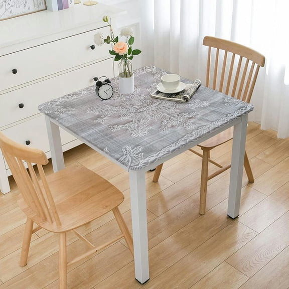 HAOXIT Christmas Rectangle Tablecloth, White Embroideried Crochet Table Cloth Cover Overlay Solid Color for Home Kitchen Cafe Party Table Decorations white