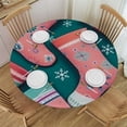 thumbnail image 1 of HAOXIT Christmas Round Pink Table Cloth Table Cover for Kitchen Outdoor Party Picnic 31-35, 1 of 8