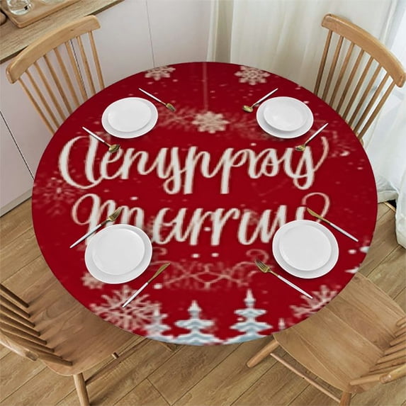 HAOXIT Christmas Round Tablecloth Red Black Tablecloth Table Cloth Table Cover for Kitchen Dining Room Picnic Patio Party 31-35