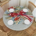 thumbnail image 1 of HAOXIT Christmas Round Tablecloths Table Cloth Washable Circle Table Cover Tablecloth for Holiday Dinner Party Dining Use 54-58, 1 of 8