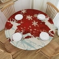 thumbnail image 1 of HAOXIT Christmas Snowflake Decoration Round Fitted Tablecloth with Elastic Edge, Santa Claus Round Table Cover, Waterproof Non Slip Table Cloth for Pattry Indoor Outdoor 54-58, 1 of 8