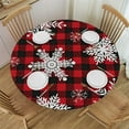 thumbnail image 1 of HAOXIT Christmas Snowflake Red Plaid Round Fitted Table Covers Elastic Edge Circle Tablecloth for Dining Party liday Fits Round Table 46"-50, 1 of 8