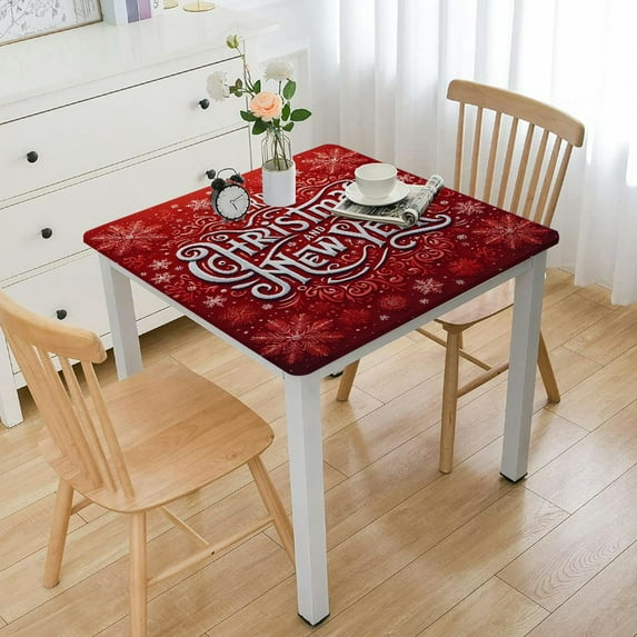 HAOXIT Christmas Square Christmas Table Cover Square Waterproof Table Protector for Dining Room Table 54''x54''
