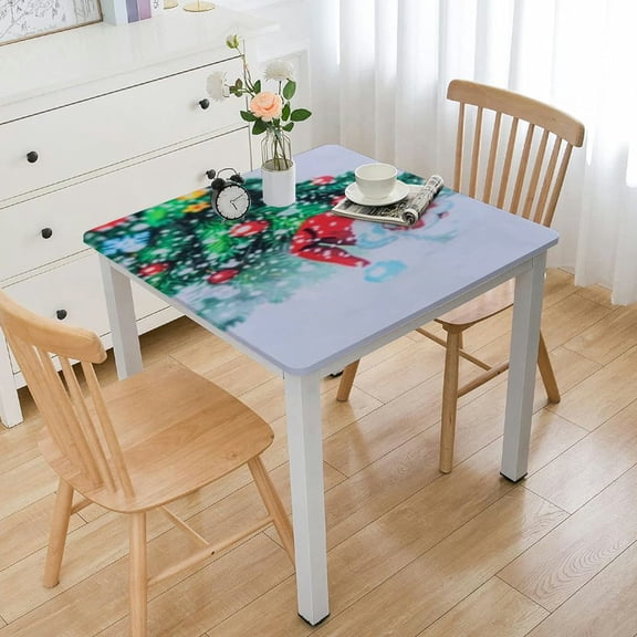 HAOXIT Christmas Table Cloth Square  - Water Resistant Holiday Decorative Print New Year's Eve Cloth Tablecloth - Easy Care Fabric Table Covering for Party, Kitchen, Dining Room, Outdoor Use 40*40