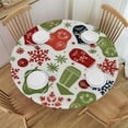 thumbnail image 1 of HAOXIT Christmas Tablecloth, Xmas Theme Winter with Snowflakes and Nordic Roses Print, Round Table Cover for Dining Room Kitchen Decor, 1 of 8