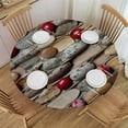 thumbnail image 1 of HAOXIT Christmas Tree Tablecloth Rustic Xmas Tree Red Berry Holiday Wooden Round Table Cloth Protector Proof Table Cover Grey Brown 31-35, 1 of 8