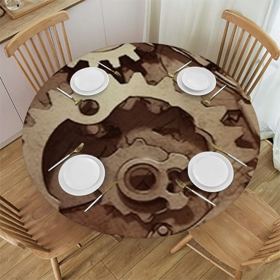 HAOXIT Clock Gear Table Covers Old Mental Clock Gears Wipeable Tablecloth Kitchen Dinning Tabletop Decoration, Table Cloth for Outdoor and Indoor Use 46-50