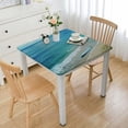 thumbnail image 1 of HAOXIT Coastal Theme Square ,Stain Wrinkle Resistant Reusable Washable Print Square Table Clothes,for Kitchen Outdoor Picnic Party Wedding Family (Aqua Mustard) 36*36, 1 of 8