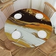 thumbnail image 1 of HAOXIT Coffee Marble Fitted Round Table Cover with Elastic Protector Table Kitchen Dinner Waterproof Oil-Proof Tablecloth 31-35, 1 of 8