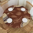 thumbnail image 1 of HAOXIT Coffee Theme Table Cloth Waterproof Round Washable Table Cover for Kitchen Outdoor Valentines Day Decor 42-46, 1 of 8