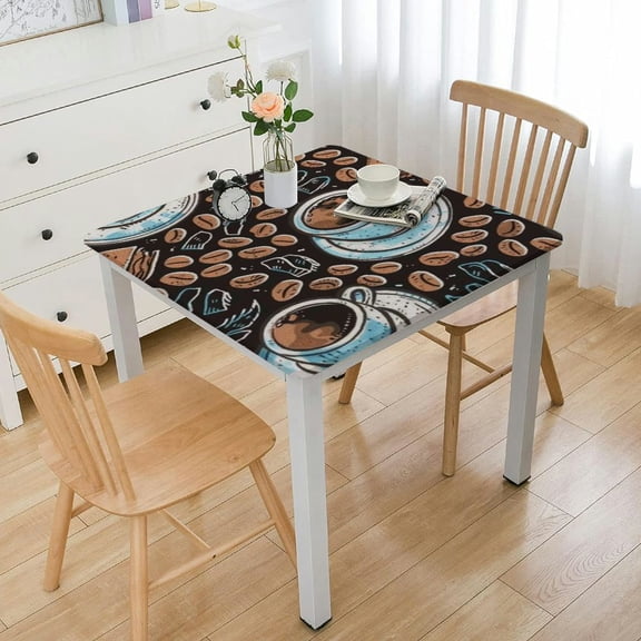 HAOXIT Coffee Theme Tablecloth, Durable Table Cover for Kitchen Dining Room, Holiday Tablecloth for Party Dinner 46*46