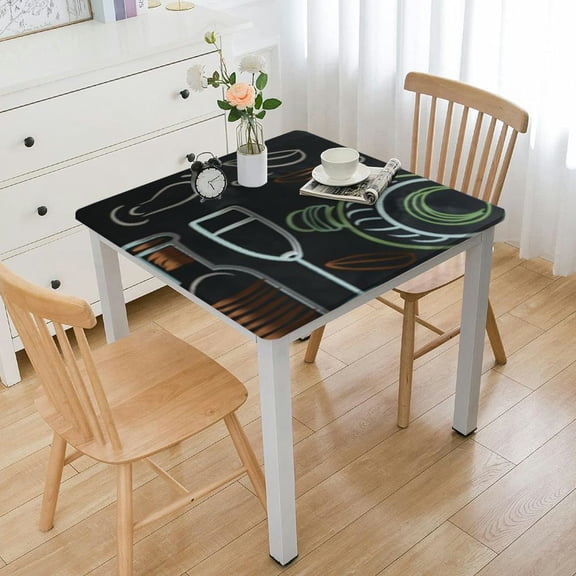 HAOXIT Coffee Theme Tablecloth Rectangle, Durable Table Cover for Kitchen Dining Room, Holiday Tablecloth for Party Dinner 52*52