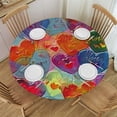 thumbnail image 1 of HAOXIT  Colorful Candy Table Cloth,Hearts Love Round Tablecloth Decorative Fabric Table Cover for Dining Table, Buffet Parties 54-58, 1 of 8