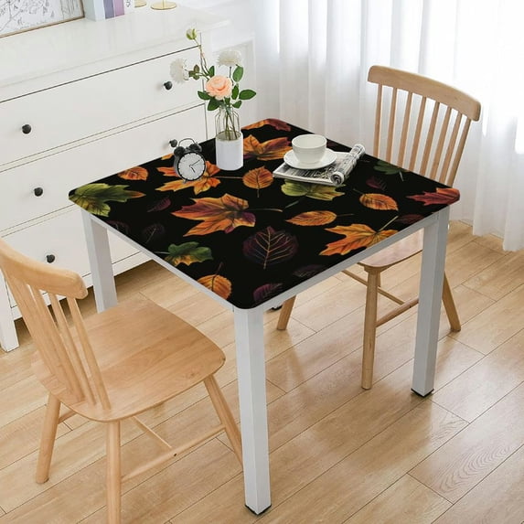HAOXIT Colorful Fall Leaves Square Tablecloth Autumn Tablecloth Table Cover - Waterproof/Spill Proof/Wrinkle Free for Camping Picnic,Dinner Square Tablecloth 36*36