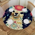 thumbnail image 1 of HAOXIT Colorful Llama Round Tablecloth ,cute yellow white alpaca blue cactus flowers Oblong Table Cloth Washable Polyester Table Cover for Picnic,Kitchen 42-46, 1 of 8