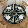 thumbnail image 1 of HAOXIT Compass Tablecloth, Compass Illustration with Lettering Nautical Themed Print, Round Table Cover for Dining Room Kitchen Decor, 1 of 8