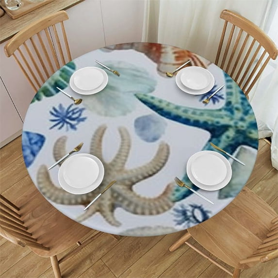 HAOXIT Coral Round Fitted with , Table Cover Wipeable Table Cloths for Round Tables, Ideal for , , Round Tables 42-46
