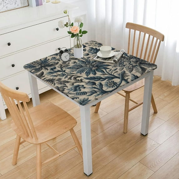 HAOXIT Cotton Linen Vintage Square Tablecloth Floral Pastoral Table Cloth Washable Table Cover for Indoor&Outdoor,Farmhouse Decor,Picnic,Tabletop Decoration 60''x60''