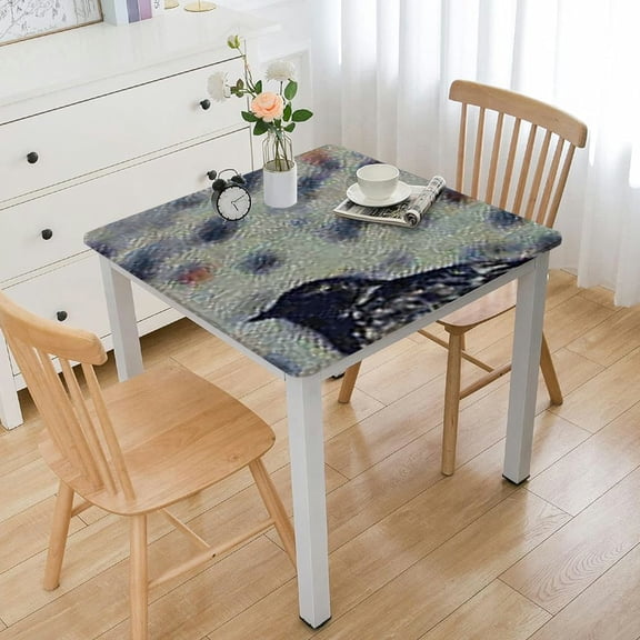 HAOXIT Cow Skin Print Tablecloth, Rustic Cottage Country Farm Animal Fur Skin Western Style Cowhide Print Table Cover, Water Resistant Wipeable Tablecloths for Kitchen Dinning Room Decor 36*36