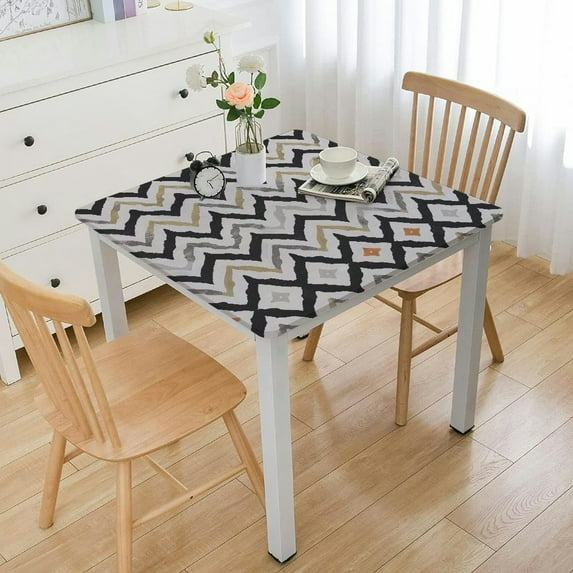 HAOXIT Cream Tablecloth, Style Pattern with Geometric Design Retro Inspired, Rectangular Table Cover for Dining Room Kitchen Decor 44''x44''