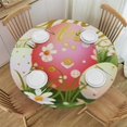 thumbnail image 1 of HAOXIT Cute Decor Round Fitted Tablecloth Egg Small Round Table Cover with Elastic Edge Wipeable Circle Table Cloths for Party Patio Kitchen Decor Fit for Round Table 31-35, 1 of 8