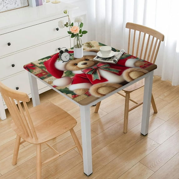 HAOXIT Cute Holly Leaves Rectangle Picnic BBQ Table Cloths Polyester for Kitchen White