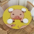 thumbnail image 1 of HAOXIT Cute Pink Piglet Face Table Cloth Round Cartoon Pig Reusable Tablecloth Waterproof Outdoor Tablecloth Table Cover for Kitchen Party Picnic Dining Decor 31-35, 1 of 8