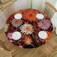 thumbnail image 1 of HAOXIT Dandelion Tablecloth, Floral Patterned Illustration with Wavy Pedicles and Big Dots in Autumn Colors, Round Table Cover for Dining Room Kitchen Decor, 1 of 8