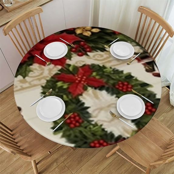 HAOXIT Dandelion Tablecloth Watercolor Botanical Plant Wind Vitality Life Round Table Cloth Protector Proof Table Cover 31-35