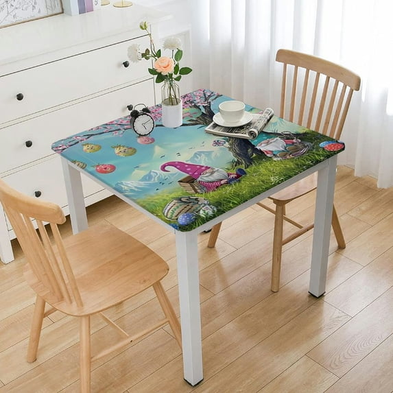 HAOXIT Day Tails Waterproof Polyester Table Cover Decor for Rectangle Table,Home,Dining,Outdoor,Party,Oil Proof,Green Spring Decorations 52*52