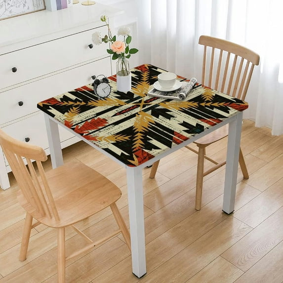 HAOXIT Decor Home Cotton Linen Tablecloth Dust-Proof Table Cover for Kitchen Dinning Picnic Tabletop, Pattern Graphic Design Art, Square Tablecloths 60''x60''
