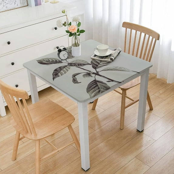 HAOXIT Decorative Camellia Floral Print Polyester Rectangle Tablecloth Waterproof Fabric Table Cloth, Table Cover for Dining Room and Party 52*52