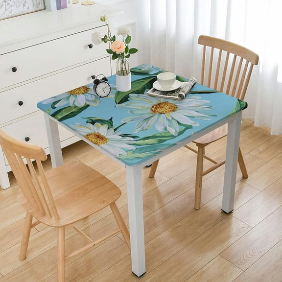 HAOXIT Decorative Daisy Floral Print Rectangle Tablecloth Waterproof Rectangular Table Cloth Wrinkle Free and Stain Resistant Tablecloths for Parties,Holiday Dinner 36*36