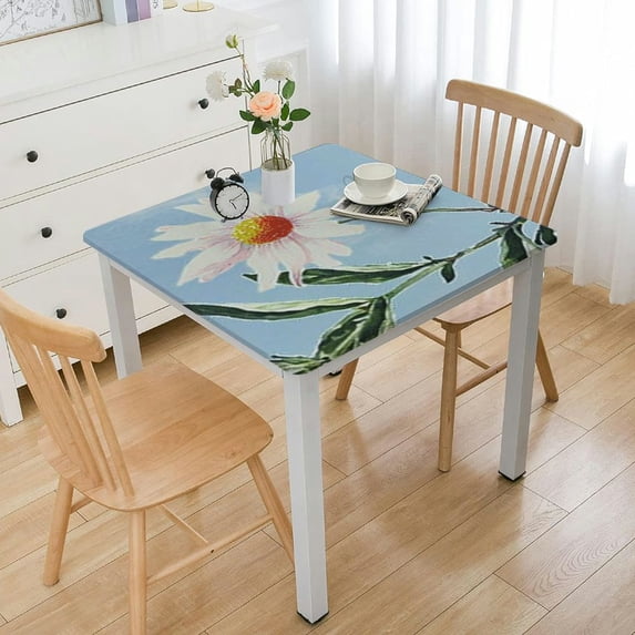 HAOXIT Decorative Daisy Floral Print Square Tablecloth Waterproof Table Cloth Wrinkle Free and Stain Resistant Tablecloths for Kitchen and Dining Room 36*36