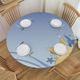 thumbnail image 1 of HAOXIT Decorative Fitted Table Cover for Round Tables, Starfish Decor Polyester Elastic Edged Table Cloth,Wavy Stripes Ocean Design Print Table Pad, Fit Round Table for Dining Room Table 54-58, 1 of 8